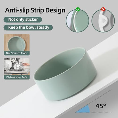 Havniva Raised Cat Bowls Water Bowl 5.1” Elevated Ceramic Cat Food and Water Bowl Whisker Friendly Pet Food Bowls for Indoor Cats, Wide Cat Water Dish Prevent Whisker Fatigue Non Slip Cat Feeder - color: 1 x Bowl + Stand - Light Green