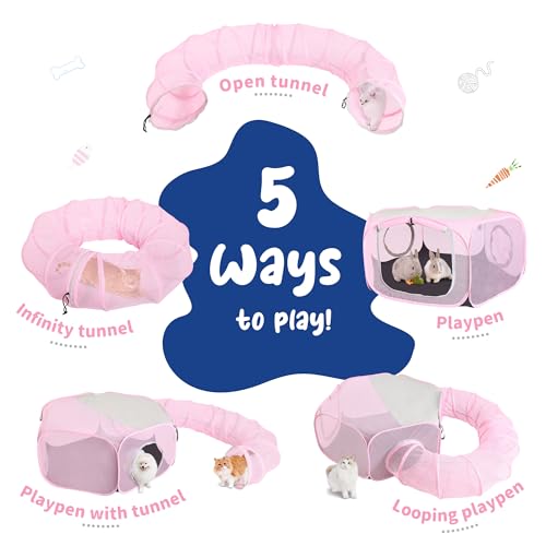 Foldable Cat Tunnel Playpen - Detachable Indoor/Outdoor Pet Enclosure with Storage Bag | Portable Cat Tent & Play Tunnel
