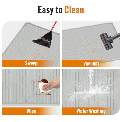 Silicone Cat Litter Mat, 27" x 27" Large Cat Litter Box Mat Litter Trapping Mat for Scatter Control, Waterproof, Soft on Kitty Paws, Clean Floor (Grey) - size: 27"L x 27"W