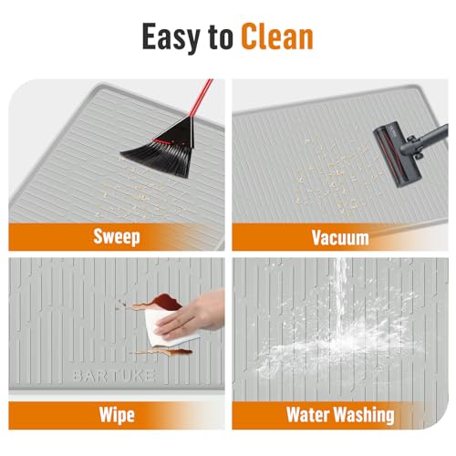 Silicone Cat Litter Mat, 24" x 24" Large Cat Litter Box Mat Litter Trapping Mat for Scatter Control, Waterproof, Soft on Kitty Paws, Clean Floor (Grey) - size: 24"L x 24"W