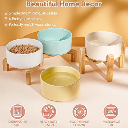 Dog Bowls, Non Slip Heavy Ceramic Dog Food and Water Bowl with Silicone Base, Pet Feeding Bowl for Puppies, Small and Medium Dogs (Glossy Light Green, 6 Inches) - color: Glossy Light Green, size: 6 Inches