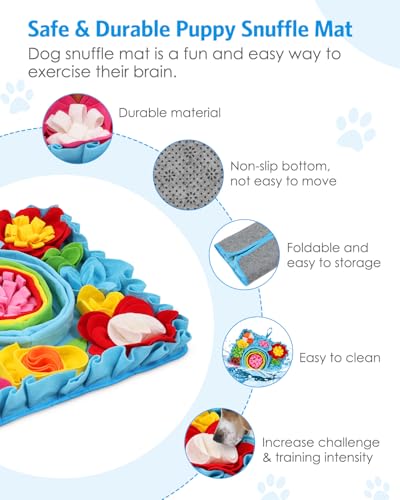 AMIR Snuffle Mat for Dogs, Dog Snuffle Mat, Interactive Feeding Puzzle Toy, Promotes Natural Foraging and Slow Eating Dog Sniff Mat, Aids Stress Relief and Training (20 inch)