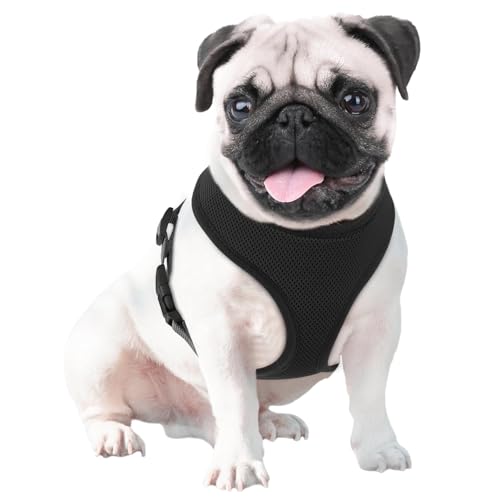 MoNiBloom Dog Harness for Medium Sized Dog, Soft Puppy Padded Vest for Walking, Running, Training - Black, L - color: Black, size: L