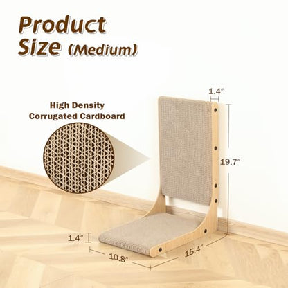 Zakkart 2-Pack Cat Scratching Board, 19.7'' Tall Cardboard L Shape Vertical Cat Scratchers for Indoor Cats, Cat Scratching Post for Wall and Couch, Medium - size: Medium 2PC (19.7'' tall)