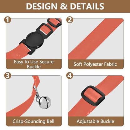 2 Pack Cat Collars Tomato Cat Collar with Bell, Adjustable 10.6 to 17.1 Inches - color: Tomato