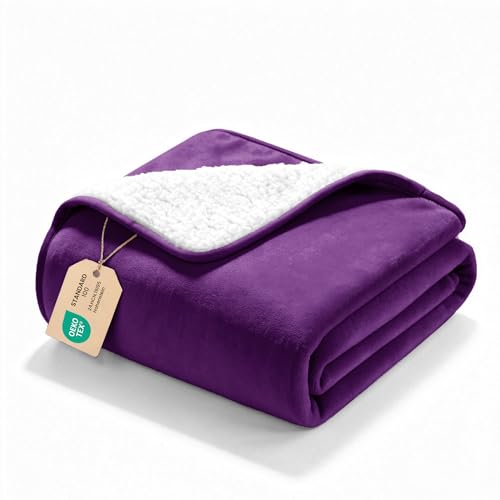 gogobunny Waterproof Bed Blanket, Reversible Sherpa Fleece Throw Blanket for Dog Puppy Cat, Furniture Cover Protects Bed Couch Sofa from Liquid Pee and Pet Fur (Dark Purple, 25x35 inches) - color: Dark Purple, size: 25x35 inches