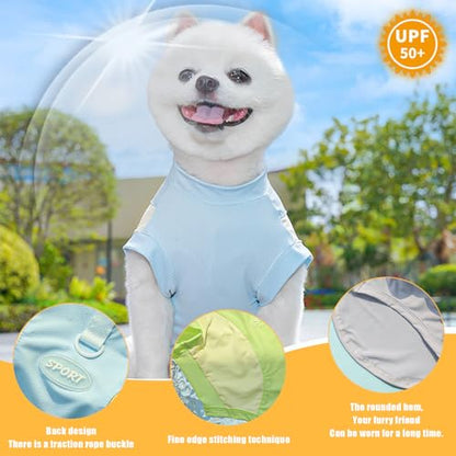 Dog Cooling Vest,Sunblock Dogs Shirts Quick Dry Lightweight and Breathable Dog T-Shirts with D-Ring Sleeveless Pet Clothes for Small Medium Large (Blue, 4X-Large) - color: Blue, size: 4X-Large