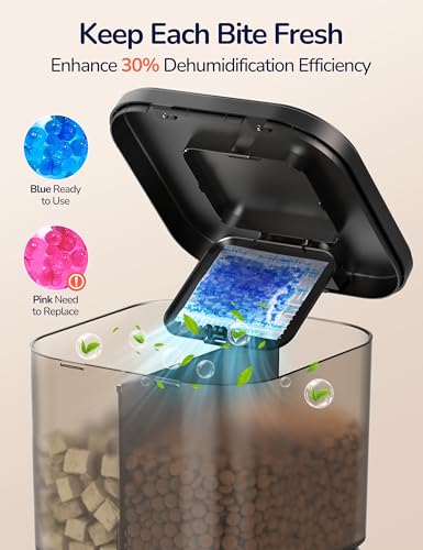 Automatic Cat Feeder, 4L Dual Hopper Smart WiFi Pet Food Dispenser with 2.4G/5G App Control, Custom Schedule, Portion Control, Freshness Lock for Dry Food and Treats, Black
