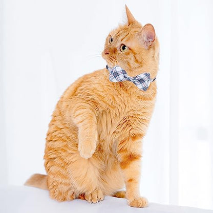 Breakaway Cat Collar with Removable Bow Tie and Bell, Cute Multi-Style Patterns, 3 Pack Safety Buckle Kitten Collars, Adjustable Pet Collar for Boy Cats Puppy (Gray) - color: Style B - Gray