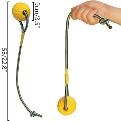 2 Pack Ball with Rope Dog Toy,Fling Dura Foam Toy,Dog Water Float Ball Rraining Boall on Rope (2 Pieces 9cm/3.5") - size: 2 Pieces 9cm/3.5"