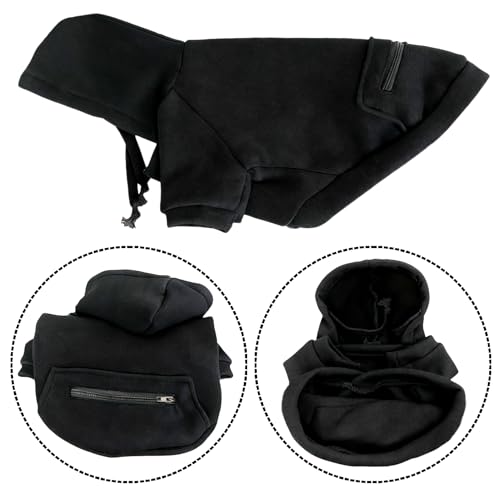 Jecikelon Winter Dog Hoodie Sweatshirts with Pockets Warm Clothes for Small Dogs Chihuahua Coat Puppy Custume Clothing (X-Small, Y02-Black) - color: Y02-Black, size: X-Small