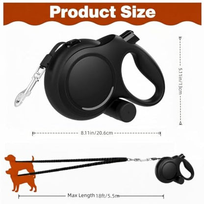 Dual Retractable Dog Leash 2 Large Dogs (Up to 110 Lbs Each), 2 Headed Pet Leash with Poop Bags, 16ft Extension, Non-Slip Grip, One-Button Break & Lock, 360-degree Tangle-Free (Black, Large) - color: Black, size: Large