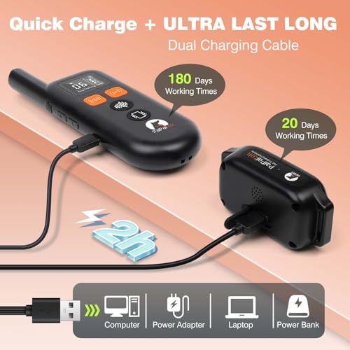 No Shock Dog Training Collar with Remote 3300ft Range, Humane Vibrating Dog Collar, 3 Modes Ultrasonic, Beep, Vibration for Small Medium Large Dogs - Security Lock & No Prongs - color: Black