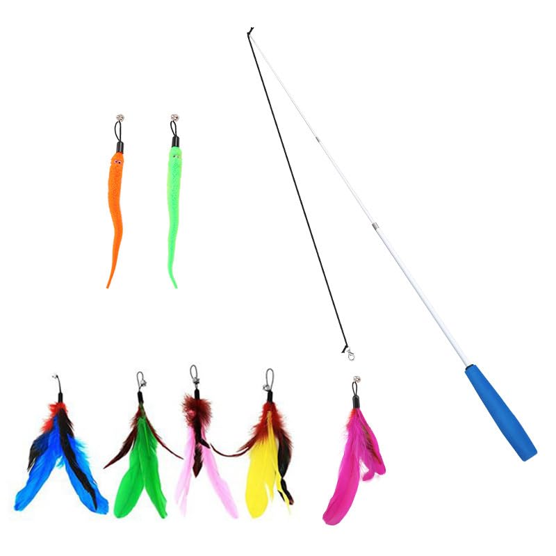 Smokey's Stash Interactive Cat Toy Wand 2pc Cat Fishing Pole Cat Toy for Indoor Cats with Feather and Funny Toy Refills to Drive Kittens Crazy