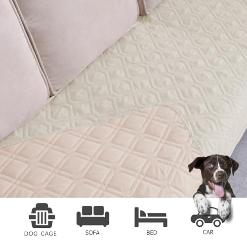 Ameritex Waterproof Dog Bed Cover Pet Blanket for Furniture Bed Couch Sofa Reversible - color: Cream+babypink, size: 30x53 Inch (Pack of 1)