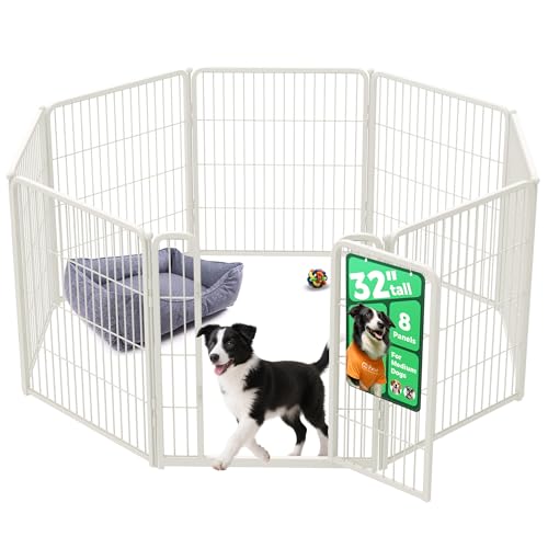 FXW Homeplus Unleashed Indoor Dog Playpen - Stress-Free and Safe Play, Heavy Duty 32 Inch 8 Panels Dog Pen for Small and Medium Dogs, White│Patented - color: White, size: 32"H