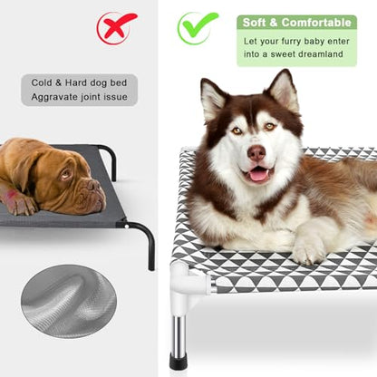 Elevated Outdoor Dog Bed, X-Large Size, Cotton Material, Non-Slip Feet, Fits up to 120lbs - size: 4 sided X-Large