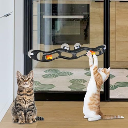 Window Mount Cat Toy - Suction Cup Ball Track, Interactive Roller Coaster Game | Mental Stimulation Activity Center for Indoor