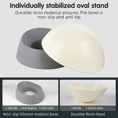 Bulldog Bowl Anti-Slip Dog Cat Dish Detachable Rubber Dog Bowl Pet Sterile Tilted Pet Feeder Slope Base (Grey, 3.5 Cup (Medium/Large Dog)) - color: Grey, size: 3.5 Cup ( Medium/Large Dog )