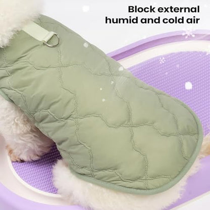 Dog Coat - Windproof Thermal Pet Jacket, Cold Weather Protection Apparel, Adjustable Reflective Design | Small Medium Large Breeds Clothing, Cats Puppies Kittens Wear for Winter Rain Snow - color: Green L
