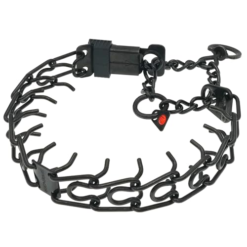 Herm Sprenger Black Stainless Steel Dog Collar with Short Links and Quick Release ClicLock Buckle Made in Germany (20in x 3.0mm (Neck Size up to 16-17in) - color: Black Stainless Steel, size: 3.0 mm x 16-17 in Neck Size; 20 in Chain Length