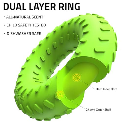 Playology Dog Toys | Dual Layer Ring Durable Dog Toy for Tough Chewers | Sweet Potato Scented Jumbo Chew Toy for Large Dogs - size: Jumbo, style: Sweet Potato