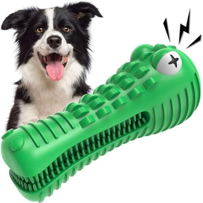 Cutiful Dog Toys for Aggressive Chewers Large Medium Breed, Indestructible Dog Chew Toys, Squeaky Interactive Tough Extremely Durable, Dogs Toothbrush Toys to Keep Them Busy - color: green
