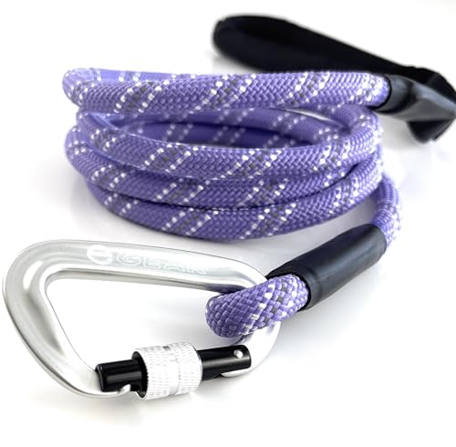 Heavy Duty Dog Leash with 1100LB Rated Locking Carabiner – 6FT Climbing-Inspired Reflective Rope Leash for Large & Medium Dogs that Pull – Padded Handle (Purple) - color: Purple
