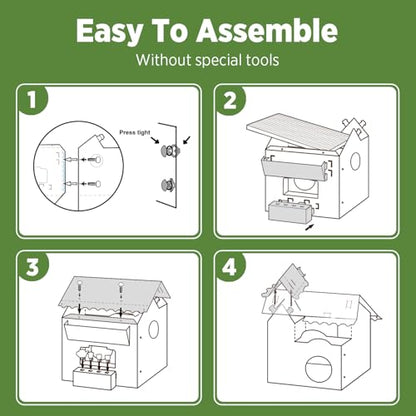 SMILE PAWS Cat Beds for Indoor Cats, Cardboard House with Scratchers, Tea House, Large Sturdy Cat Furniture Condo Cave Tent, Easy to Assemble Pet Toys Accessories Stuffs, Bunny Small Animals - style: Tea House