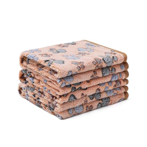 Luciphia 1 Pack 3 Blankets Super Soft Fluffy Premium Fleece Pet Blanket Flannel Throw for Dog Puppy Cat Paw Brown/Pink/White Medium(30x20 inch) - color: Brown Paw, size: 30x20 inch (Pack of 3)