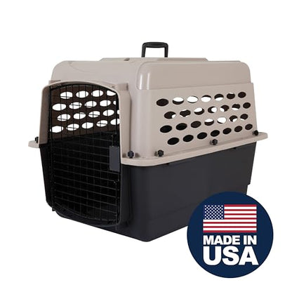 Petmate Vari Dog Kennel - Portable Dog Carriers & Crates for Medium Dogs, Airline-Friendly, Durable Plastic, Pet Carrier For Home and Travel, 28 Inches, Taupe and Black - size: 28.0"L x 20.5"W x 21.5"H