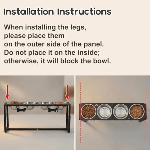 Metal Elevated Dog Bowls, Raised Dog Bowls for Medium/Large Sized Dogs with Four 58oz Stainless Steel Food Bowls, 3 Adjustable Height (8.8"/11.5"/14") Dog Bowl Stand Protect Neck & Joints - size: 8.8-14" | M/L Dogs | 4×58oz Bowls