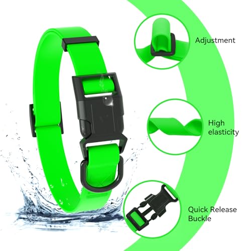 Waterproof Dog Collar, Easy to Clean Rubber Dog Collars with Quick Release Buckle Fits Small Medium or Large Dogs (Green, S (9.5-14.1 inch)) - color: Green, size: S (9.5-14.1 inch)