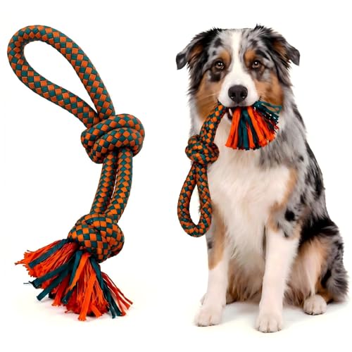 Interactive Dog Rope Toy for Large & Medium Dogs Durable Tug of War Toy for Training, Boredom Relief & Teeth Cleaning, Safe Ultra-Fiber Chew Toy for Daily Play (Small) - size: Medium
