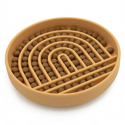 Should We Go? Slow Feeder for Dogs & Cats, The Slowdown Bowl Silicone Slow Eating Mealtime Solution with Modern Lick Mat Design, Reduces Gulping, Fits 1 Cup, 6” Across x 1.25” Tall, Small-Honey - color: Honey - Rainbow Design, size: Small (6” Across x 1.2