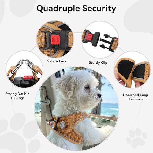 Joytale Small Dog Harness, Breathable Mesh Step-in Vest, Reflective Soft Padded Harnesses for Cats, Puppies and Extra Small Dogs, Brown, XXS - color: Brown, size: XXS--Chest: 12-13.5''