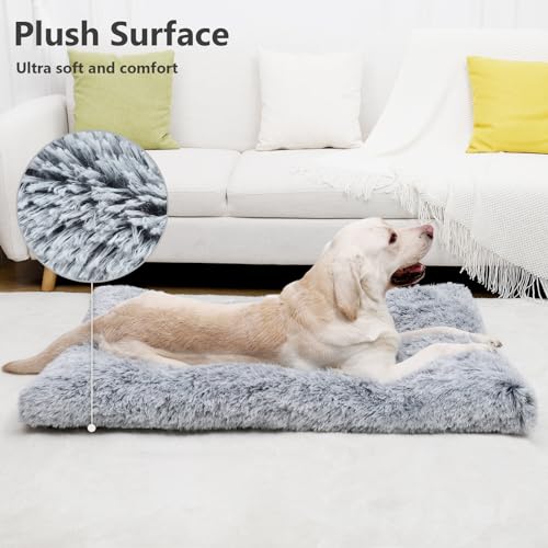 Vonabem Dog Bed, Extra Large, Plush Soft Pet Beds for XL Dogs, Crate Pad, Washable, 41L x 27W x 2H Inches, 100 lbs Capacity, Grey - color: Grey, size: 41.0"L x 27.0"W x 2.0"Th