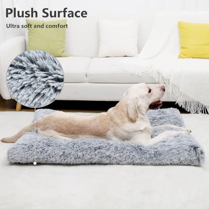 Vonabem Dog Bed, Extra Large, Plush Soft Pet Beds for XL Dogs, Crate Pad, Washable, 41L x 27W x 2H Inches, 100 lbs Capacity, Grey - color: Grey, size: 41.0"L x 27.0"W x 2.0"Th