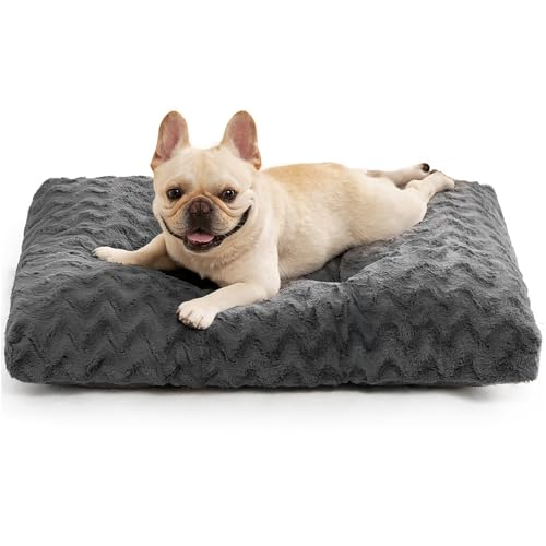 EHEYCIGA Washable Medium Dog Bed for Crate 29x21 Inch, Reversible Kennel Pad for Dogs Weight Up to 35 lbs, Plush and Comfy Pet Sleeping Mat, Charcoal - color: Charcoal, size: 29" x 21"x 3"