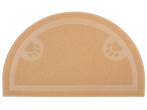 Paw Print Cat Litter Mat, Kitten Litter Mat, Door Mat, Semicircle, 23.5x14.25 Inchs (Peach) - color: Peach