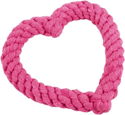Pink Cute Dog/Cat Chew Toys, Dog Toys for Chewers, Heavy Duty Dental Dog Rope Toy for Dogs, Creative Love Heart Shaped Interactive Rope Dog Toys, Cotton Puppy Teething Chew Tug Toy Dark, Ropes