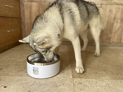 Tuff Pupper 100 oz Heavy Duty Insulated Stainless Steel Dog Bowl for Large Dogs, Non-Slip Base, Dishwasher Safe - color: Snow White, size: 100oz