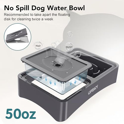 UPSKY 3-in-1 Elevated Dog Bowls Slow Feeder, Adjustable Stand, No Spill Water Dispenser, Stainless Steel Food & Water Bowl for Small Medium Dogs - color: D-3 in 1 (Grey)