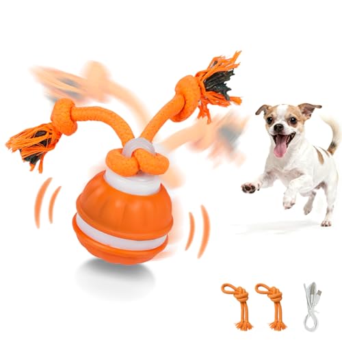 Interactive Dog Toys Dog Ball,Automatic Rolling and Bouncing Moving Dog Toy,Squeaky Rolling Balls with Flashing Light,USB Rechargeable Chew Toys for Puppy Small Dogs, Pet Ball to Keep Them Busy - color: 1 Orange