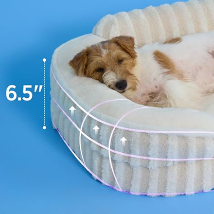 LE SURE Cute Dog Bed Medium Size Dog, Orthopedic Waterproof Medium Pet Beds with Sides, High Back Non-Slip Bottom and Egg-Crate Foam Pet Couch Sofa with Washable Removable Cover, Beige - color: Beige, size: 28.0"l X 23.0"w X 6.5"th