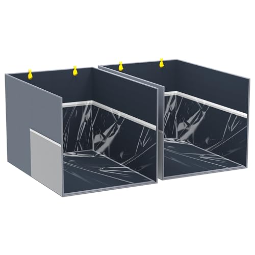 2PCS Cat Litter Box Enclosure Splash Guard, All-in-One Large Waterproof Gray Foldable Pet Litter Box Shield - color: Gray-2PC