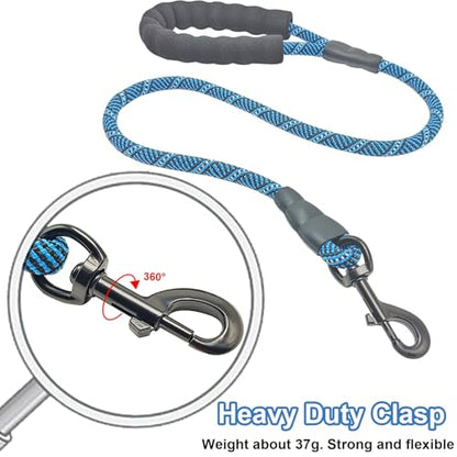 3FT Heavy Duty Rope Dog Leash, 6/8/10/12/15/20/30 FT Long Dog Lead Nylon Pet Leash, Soft Padded Handle Thick Lead Training Leashes for Large Medium Dogs (3ft * 1/2", Blue Black) - color: blue black, size: 1/2" * 3'