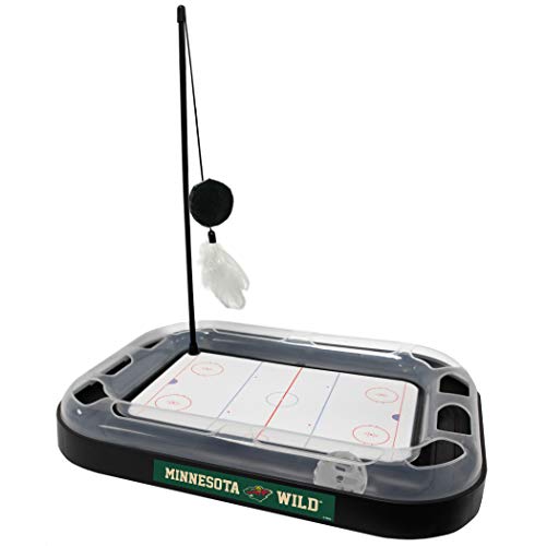 Pets FIrst Cat Scratching Toy NHL Minnesota Wild Hockey Field Cat Scratcher Tiy with Interactive Cat Ball Bell in Tracks. 5-in-1 CAT Toy - color: Minnesota Wild