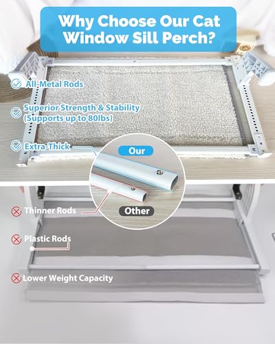 Heavy-Duty Cat Window Perch 2-Pack – All-Metal Frame Supports up to 120 lbs Each – Durable, Easy-to-Assemble Cat Hammocks for Large & Multiple Cats (XL 2PC) - size: XL (26" x 13" x 7" )