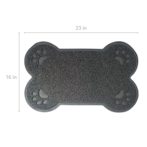 Eurow PVC Cat and Dog Catcher Mat for Litter Boxes & Feeding Areas, Non-Slip, Leakproof, Soft Mesh Paw Cleaner for Sensitive Feet, Traps Dirt, Debris, & Spills, Easy to Clean, 23"x16", Gray